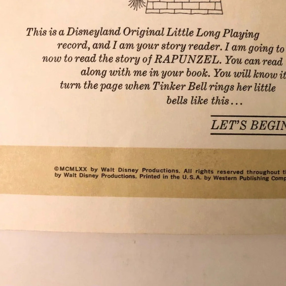 Vintage 1970 Disney The Story of Rapunzel Book Only No Record - Picture 6 of 16